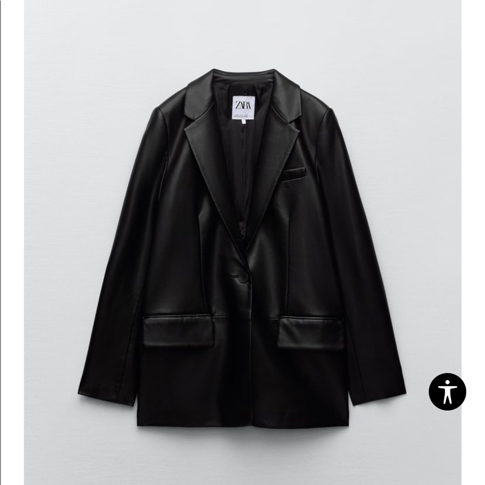 NWT Zara Black Faux Leather Blazer